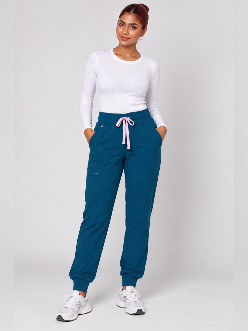 FIGS Zamora Jogger Scrub Pants Caribbean Blue Small Tall S/T